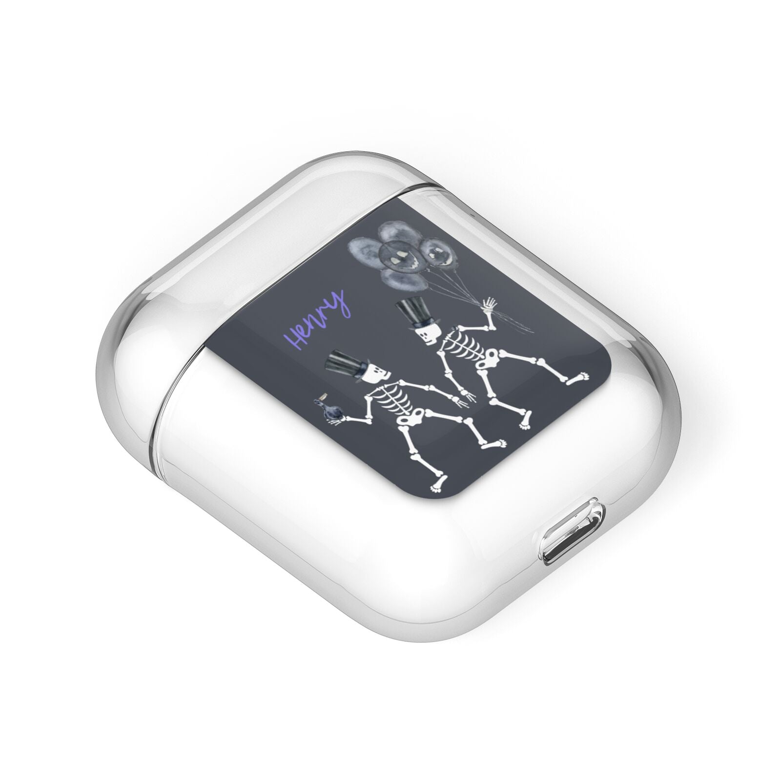 Halloween Skeleton AirPods Case Laid Flat