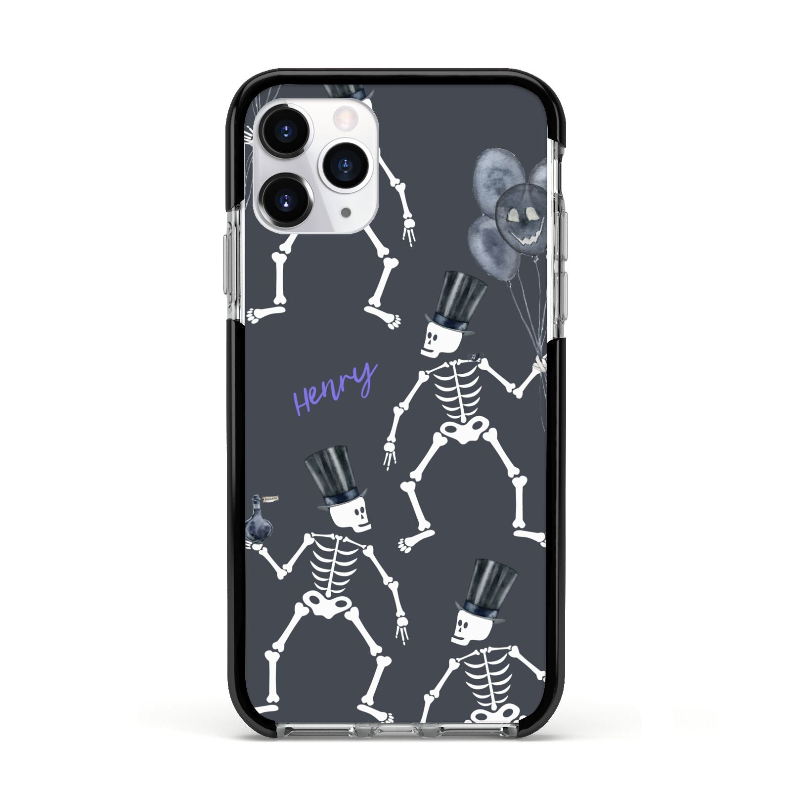 Halloween Skeleton Apple iPhone 11 Pro in Silver with Black Impact Case