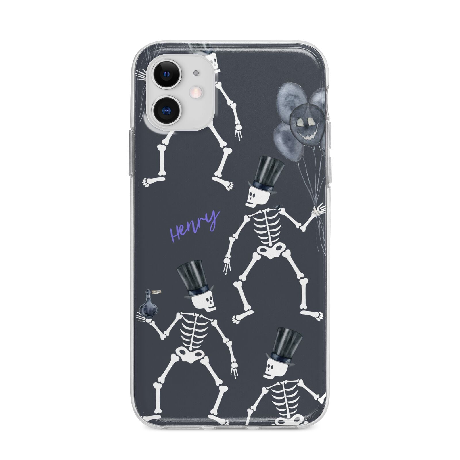 Halloween Skeleton Apple iPhone 11 in White with Bumper Case