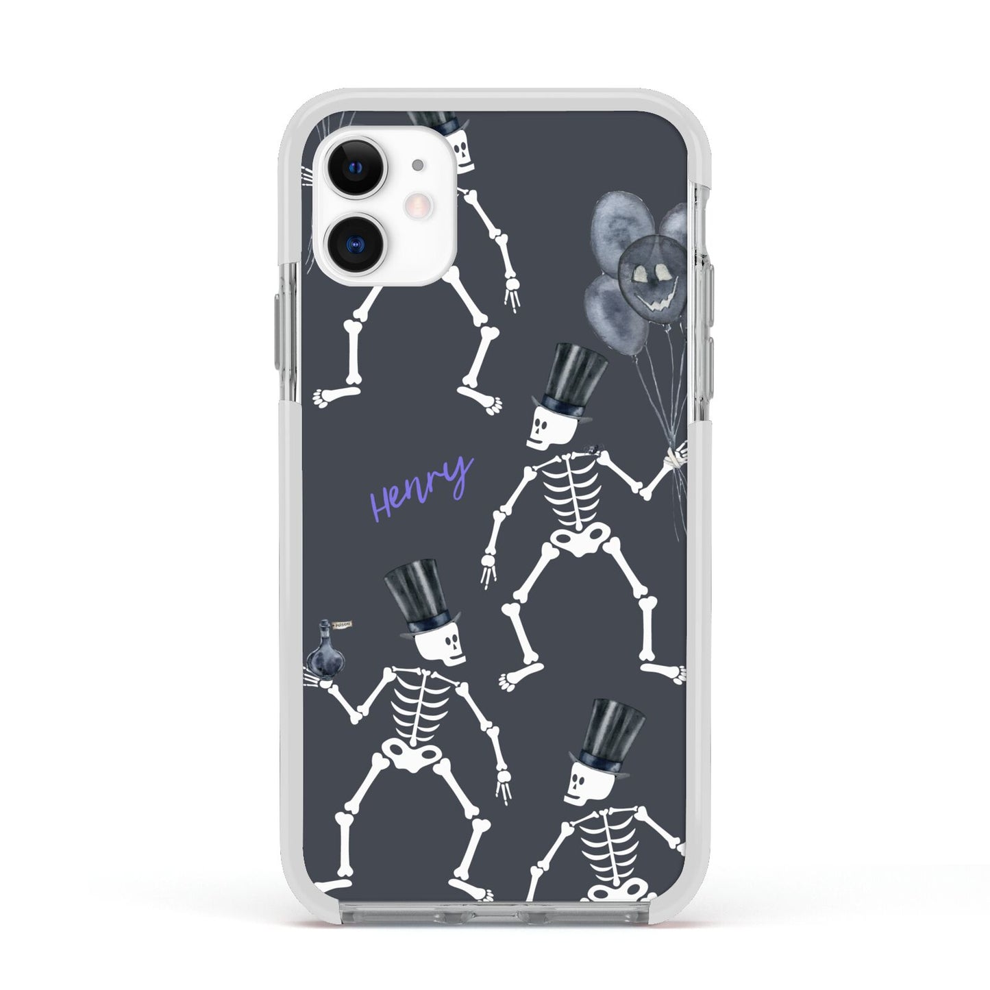 Halloween Skeleton Apple iPhone 11 in White with White Impact Case