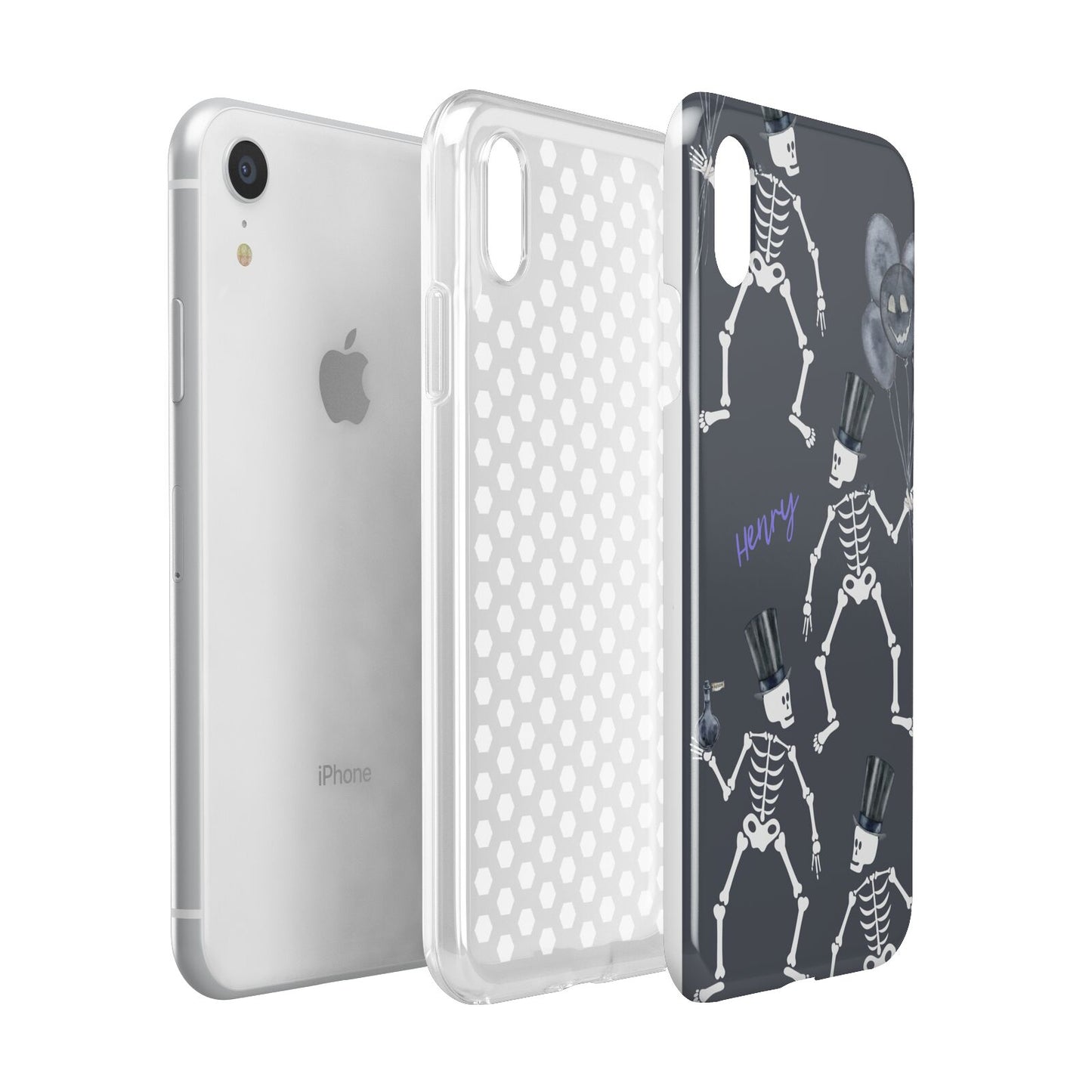 Halloween Skeleton Apple iPhone XR White 3D Tough Case Expanded view