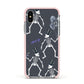 Halloween Skeleton Apple iPhone Xs Impact Case Pink Edge on Silver Phone