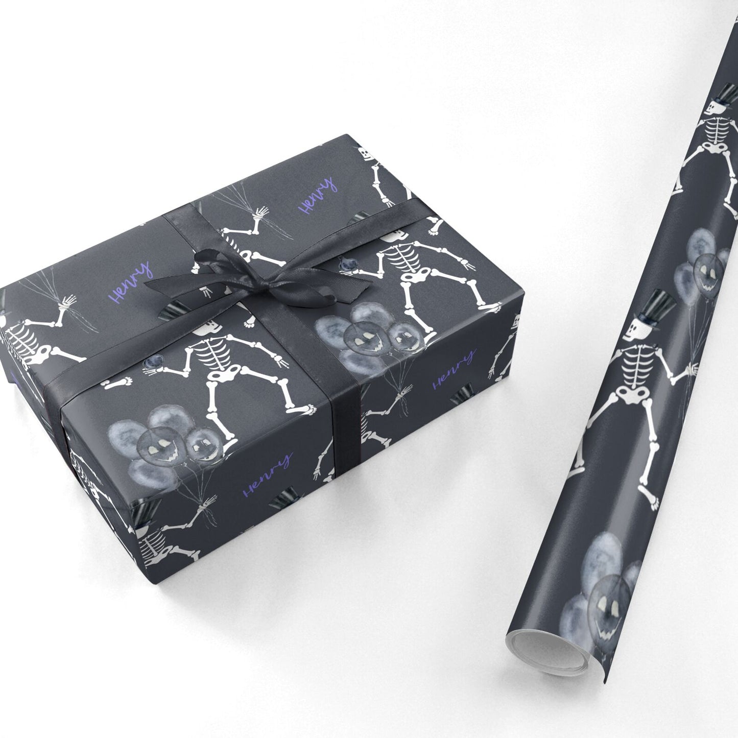 Halloween Skeleton Personalised Wrapping Paper