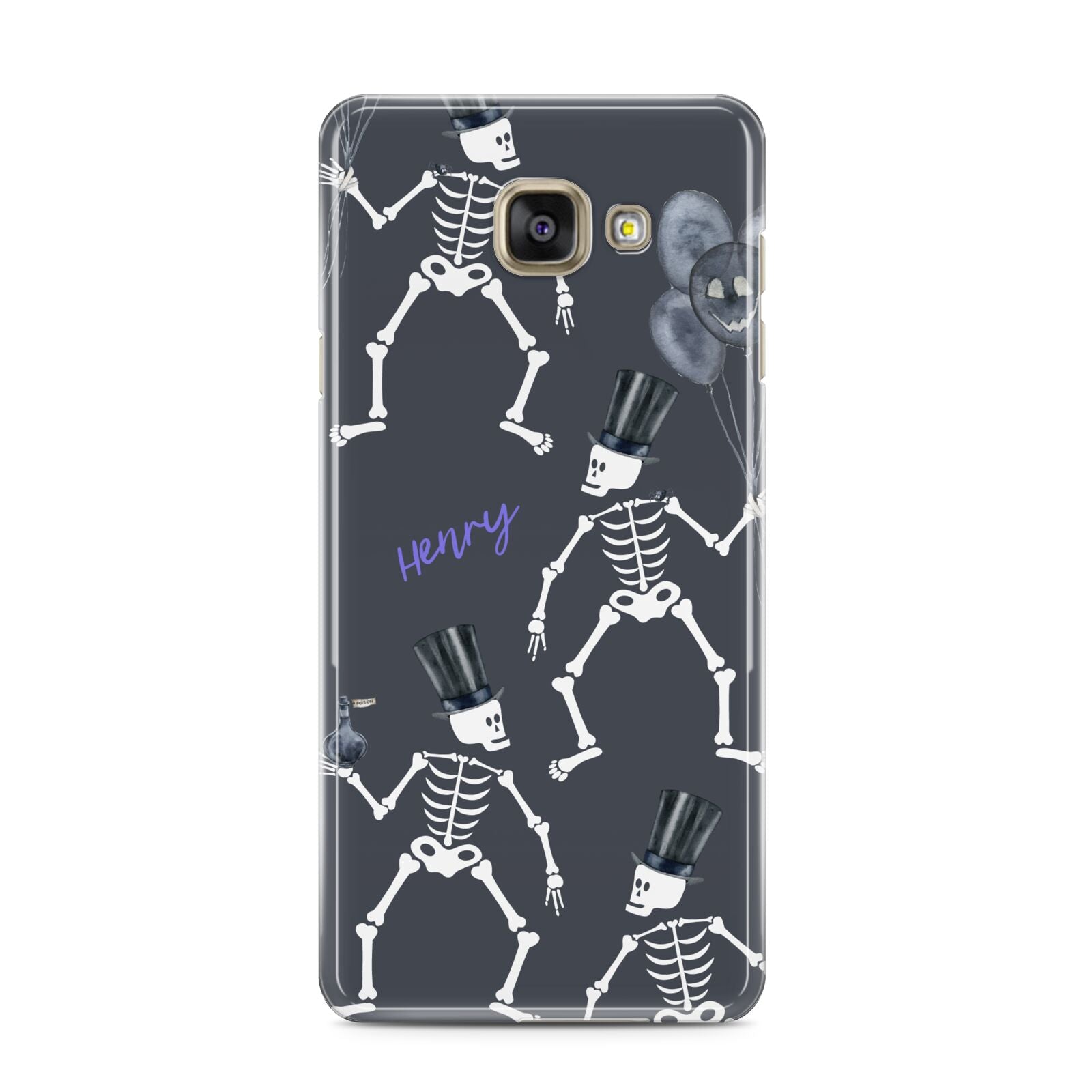 Halloween Skeleton Samsung Galaxy A3 2016 Case on gold phone
