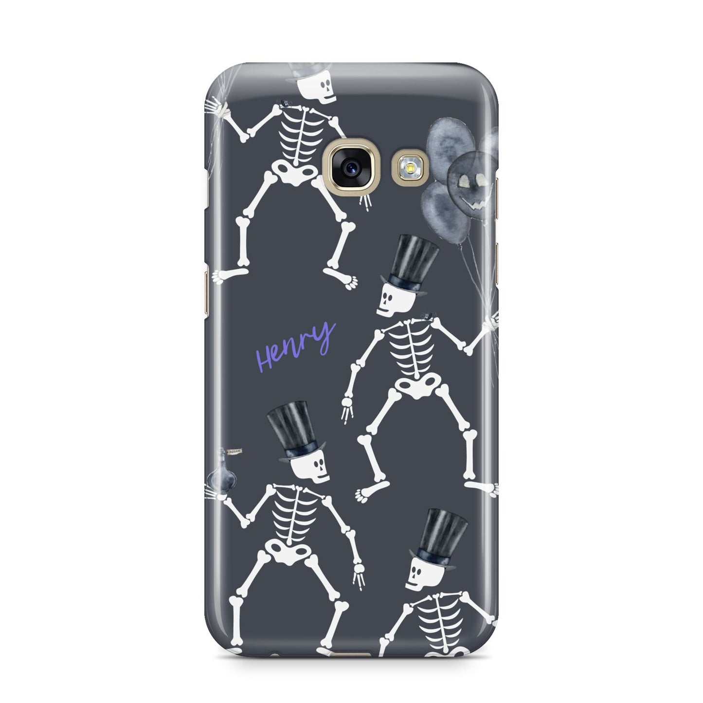 Halloween Skeleton Samsung Galaxy A3 2017 Case on gold phone