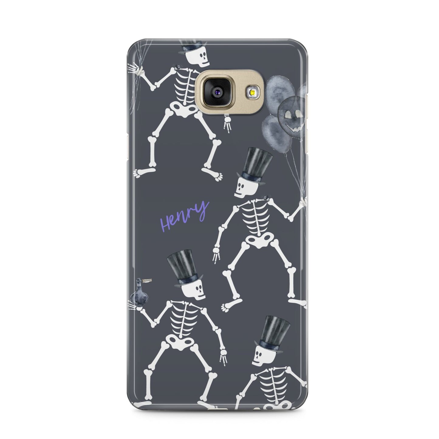 Halloween Skeleton Samsung Galaxy A5 2016 Case on gold phone