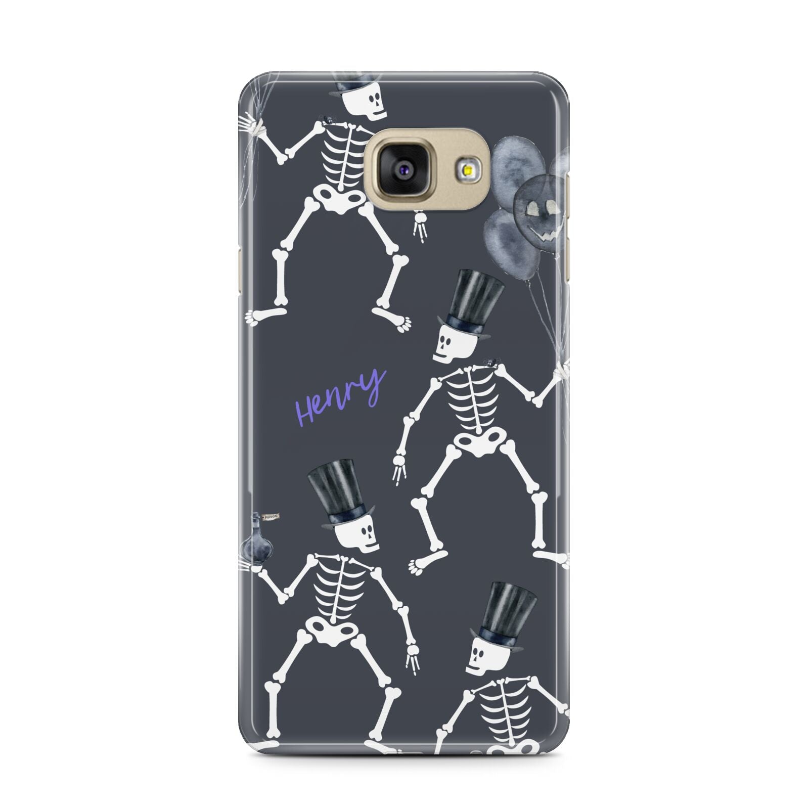 Halloween Skeleton Samsung Galaxy A7 2016 Case on gold phone