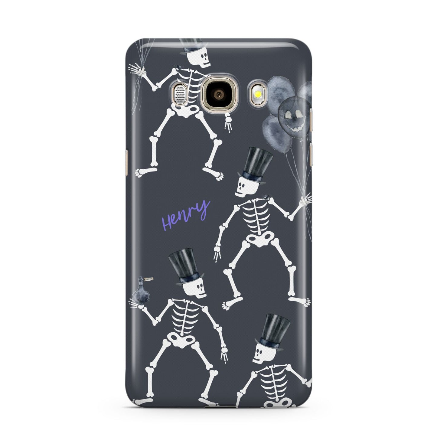 Halloween Skeleton Samsung Galaxy J7 2016 Case on gold phone
