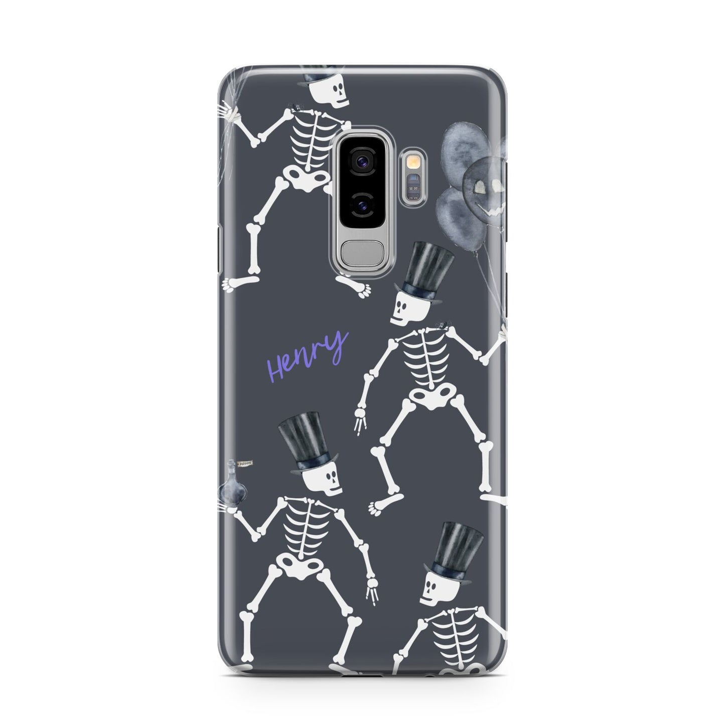 Halloween Skeleton Samsung Galaxy S9 Plus Case on Silver phone