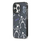 Halloween Skeleton iPhone 13 Pro Black Impact Case Side Angle on Silver phone