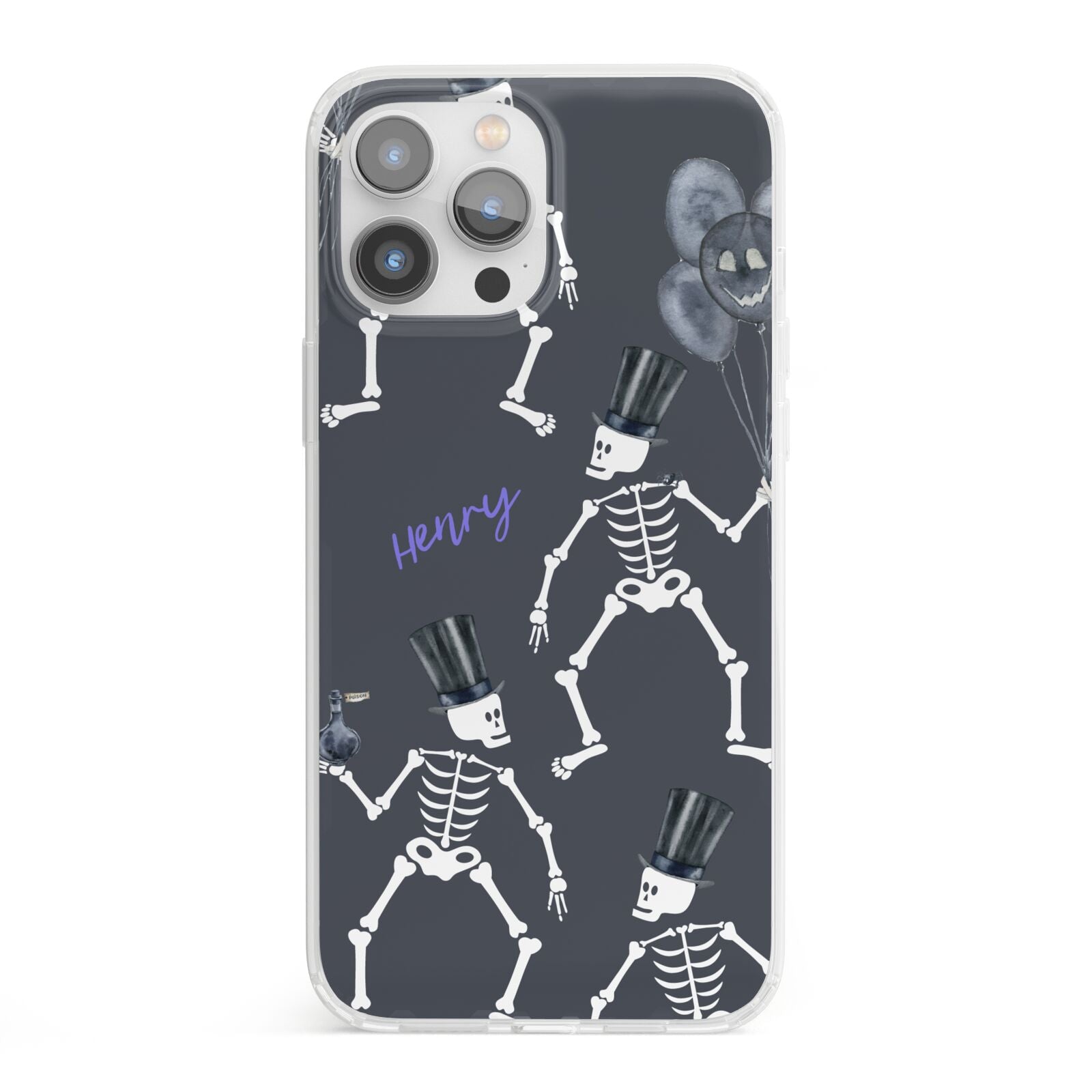 Halloween Skeleton iPhone 13 Pro Max Clear Bumper Case