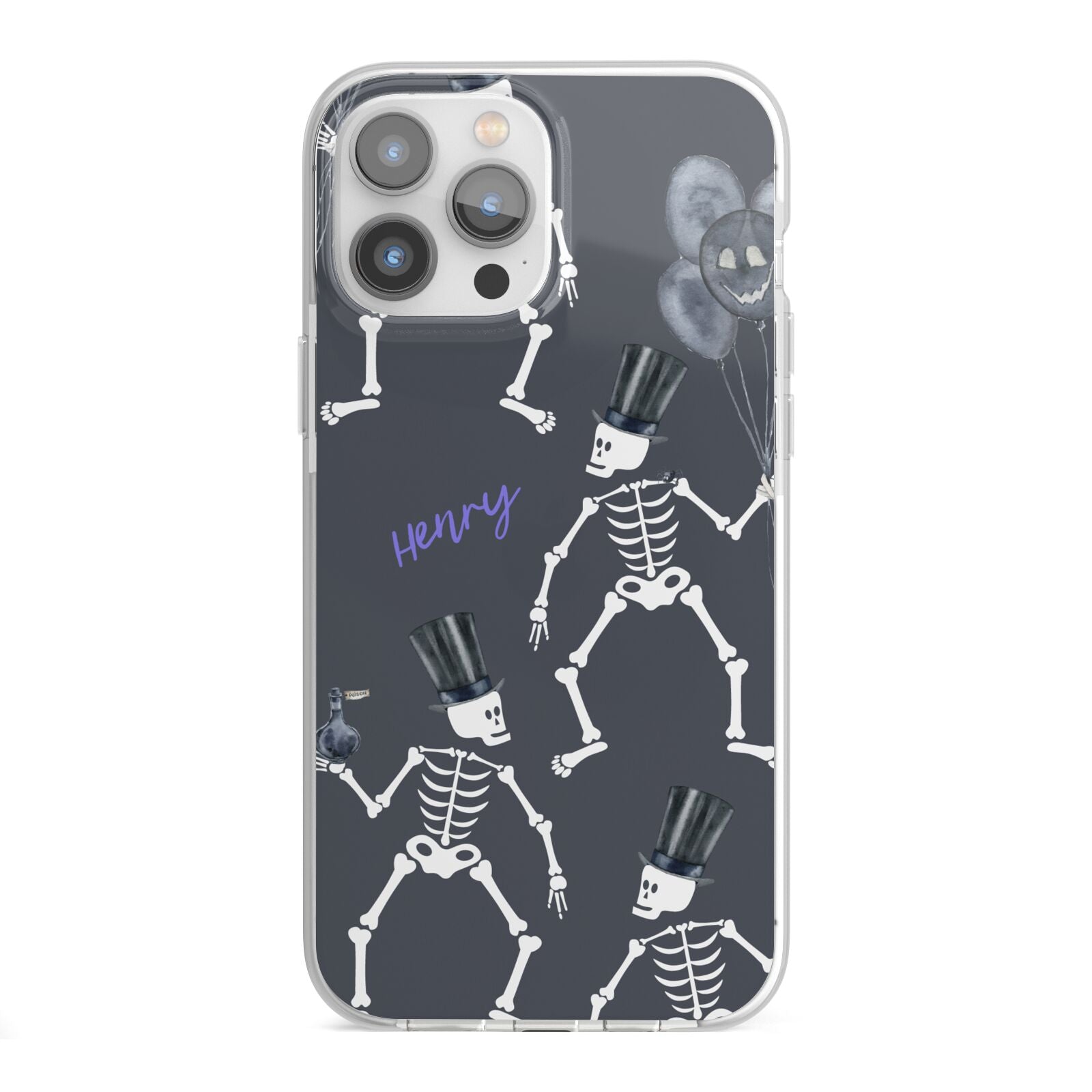 Halloween Skeleton iPhone 13 Pro Max TPU Impact Case with White Edges