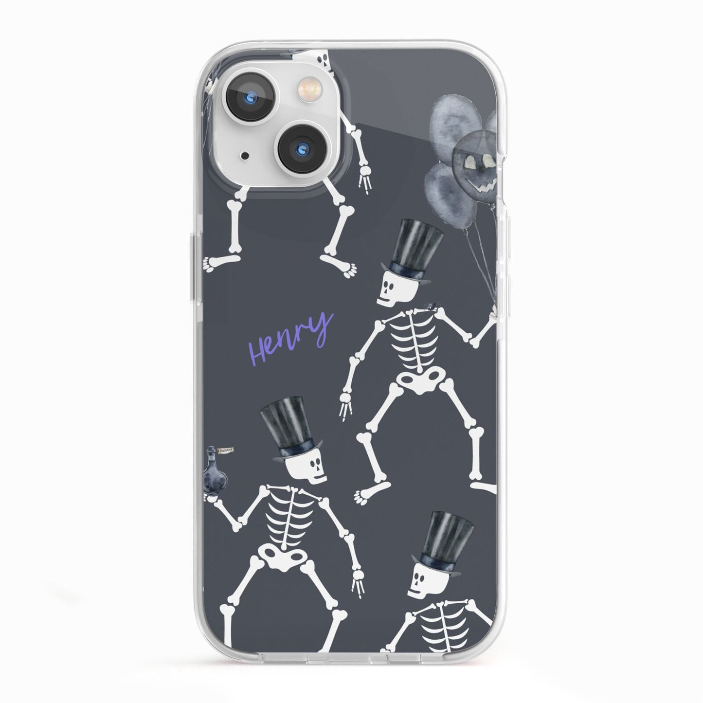 Halloween Skeleton iPhone 13 TPU Impact Case with White Edges