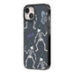 Halloween Skeleton iPhone 14 Black Impact Case Side Angle on Silver phone