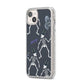 Halloween Skeleton iPhone 14 Plus Glitter Tough Case Starlight Angled Image