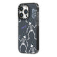 Halloween Skeleton iPhone 14 Pro Black Impact Case Side Angle on Silver phone