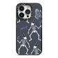 Halloween Skeleton iPhone 14 Pro Black Impact Case on Silver phone