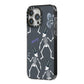 Halloween Skeleton iPhone 14 Pro Max Black Impact Case Side Angle on Silver phone