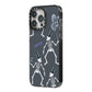 Halloween Skeleton iPhone 14 Pro Max Black Impact Case Side Angle on Silver phone