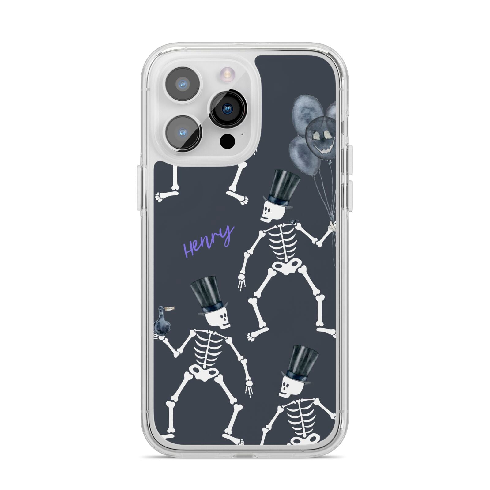 Halloween Skeleton iPhone 14 Pro Max Clear Tough Case Silver
