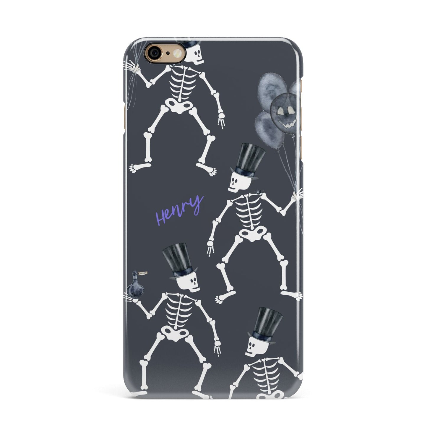 Halloween Skeleton iPhone 6 Plus 3D Snap Case on Gold Phone