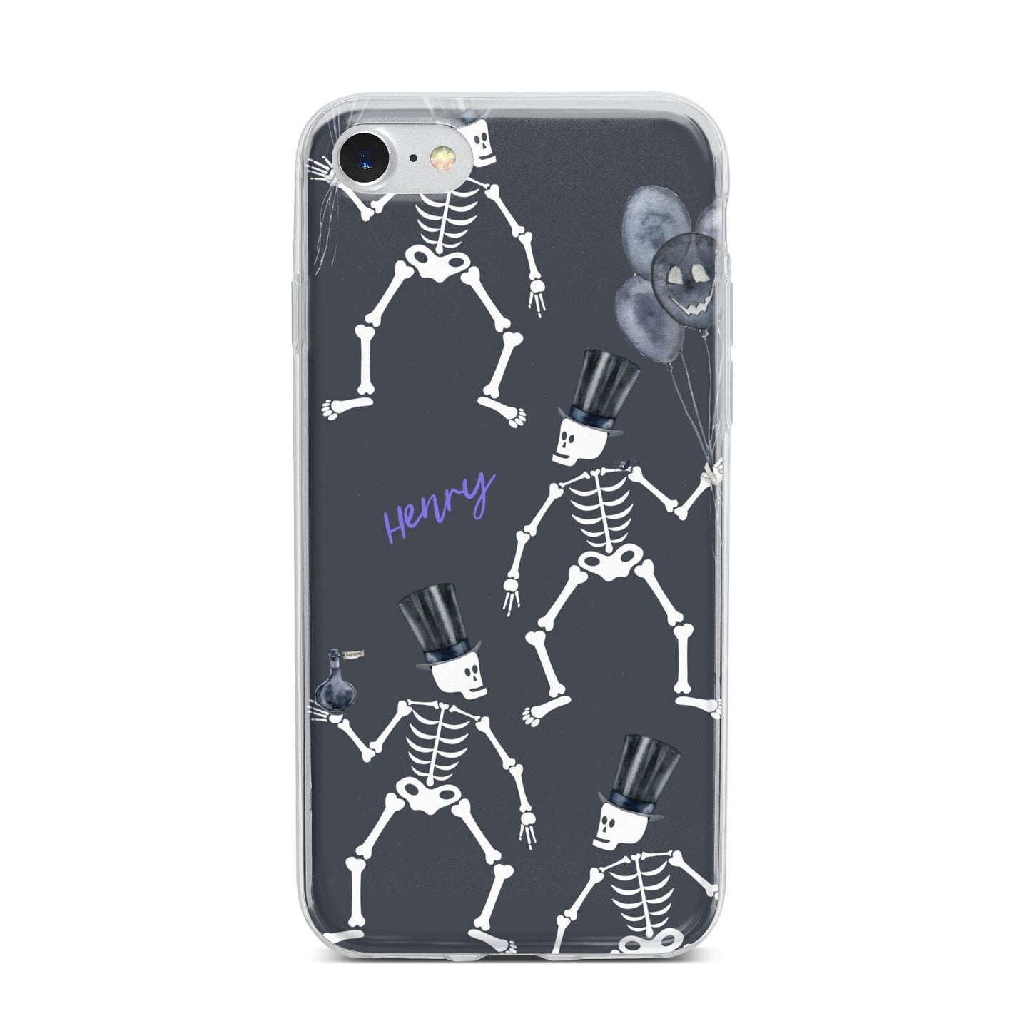 Halloween Skeleton iPhone 7 Bumper Case on Silver iPhone