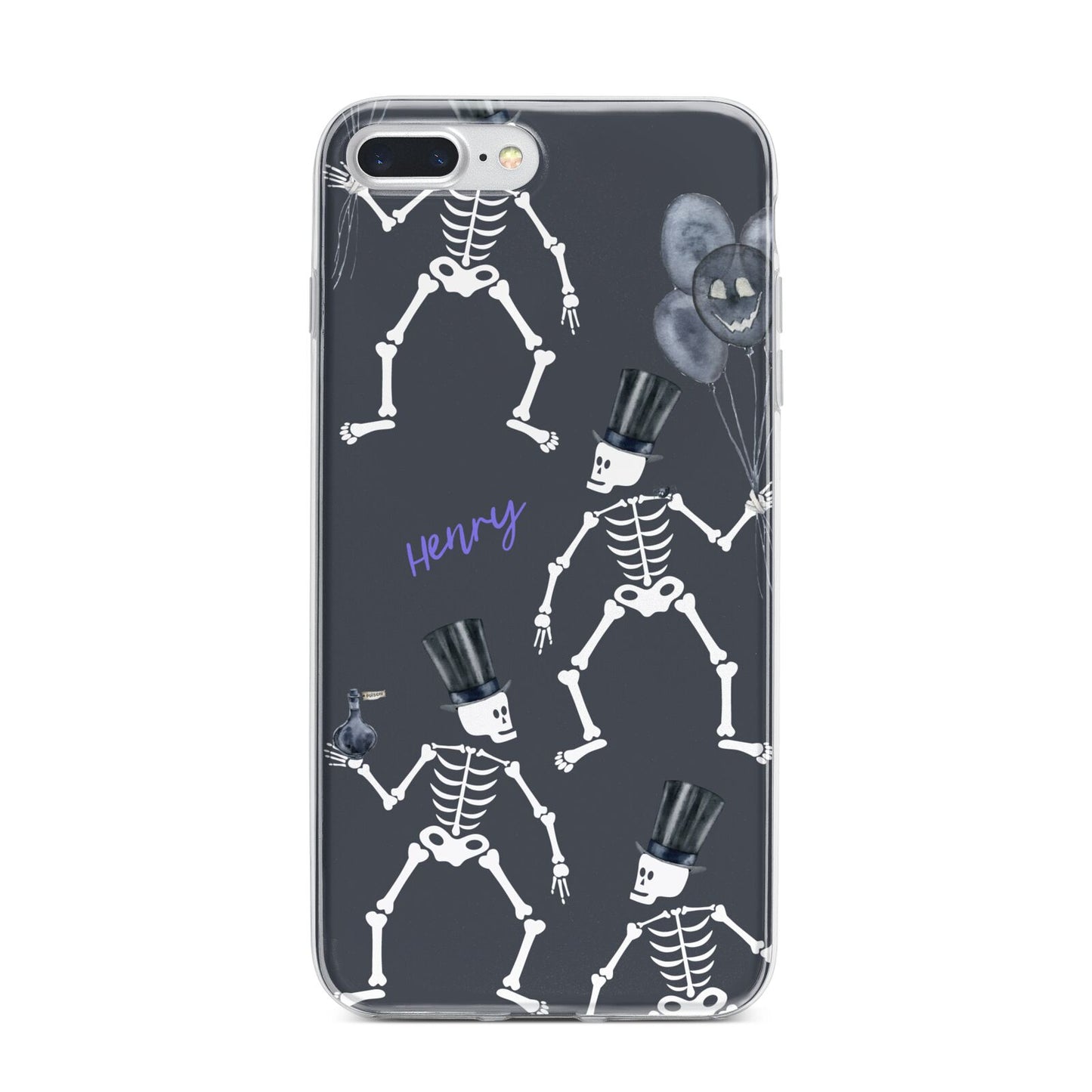 Halloween Skeleton iPhone 7 Plus Bumper Case on Silver iPhone