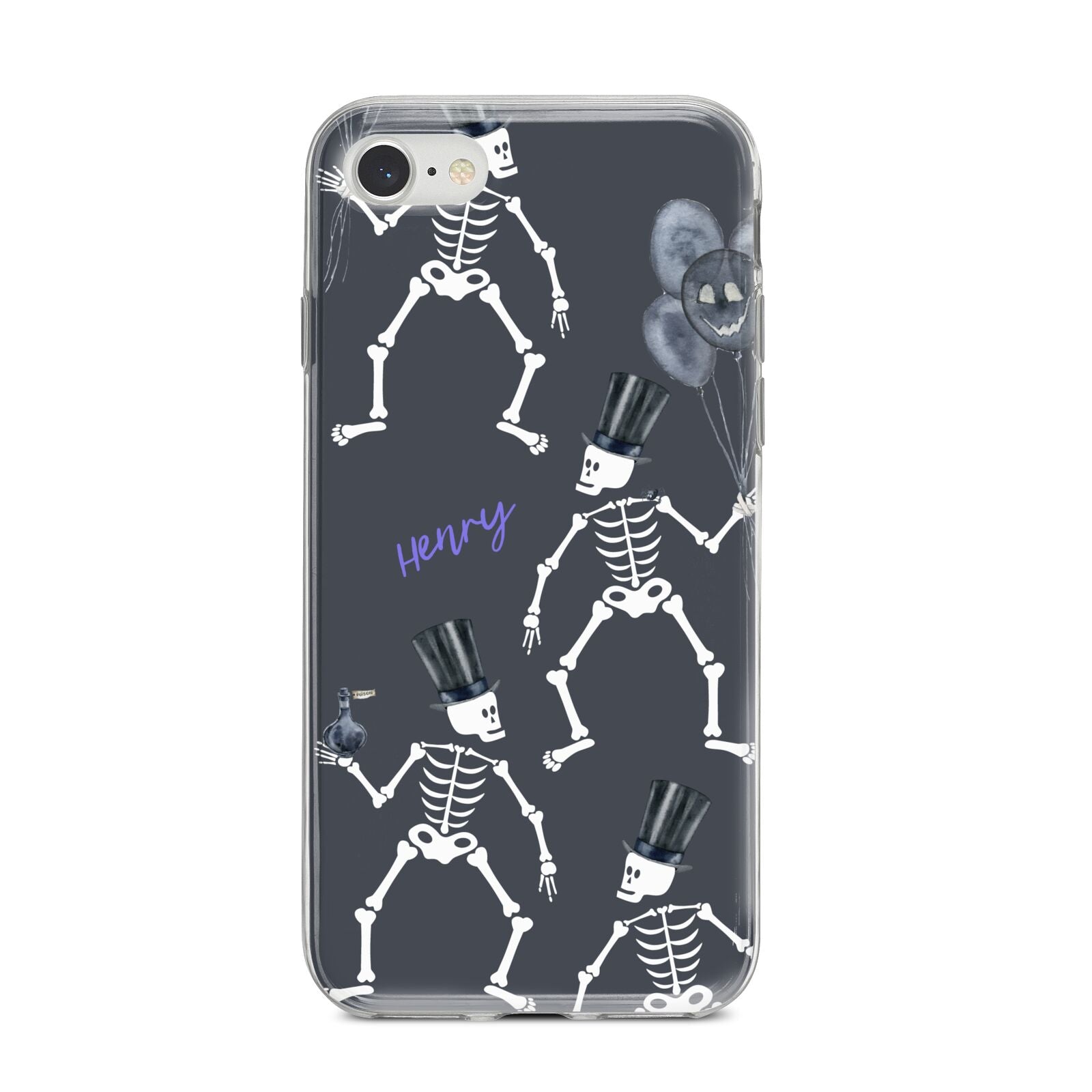 Halloween Skeleton iPhone 8 Bumper Case on Silver iPhone