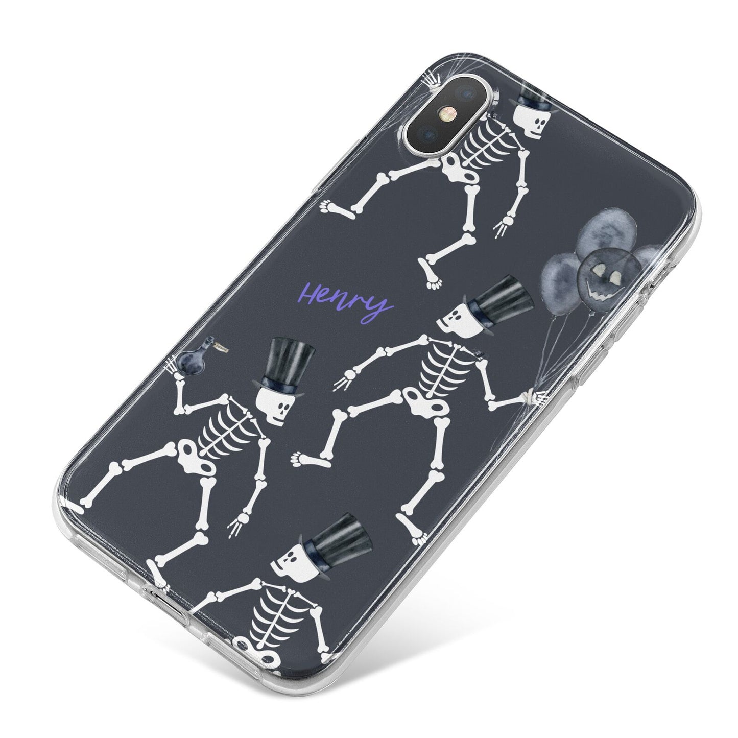 Halloween Skeleton iPhone X Bumper Case on Silver iPhone
