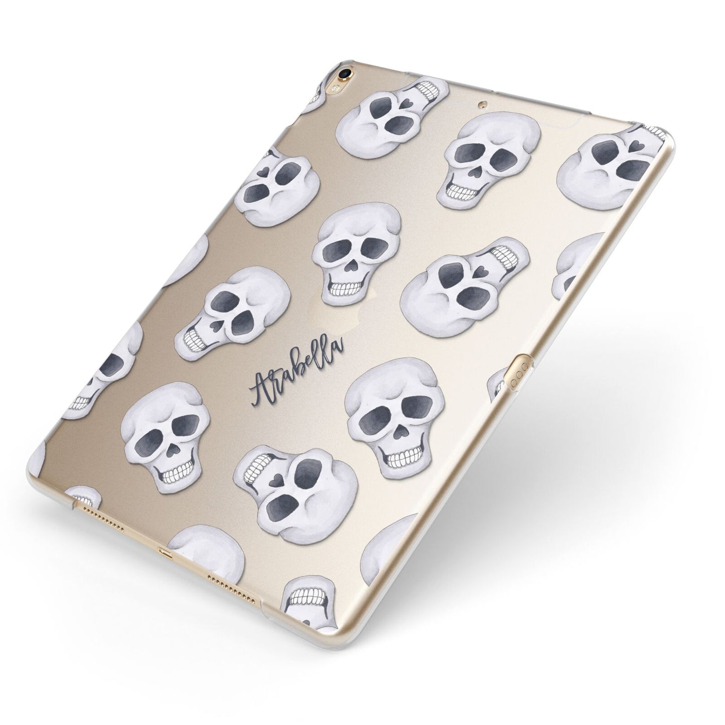 Halloween Skulls Apple iPad Case on Gold iPad Side View