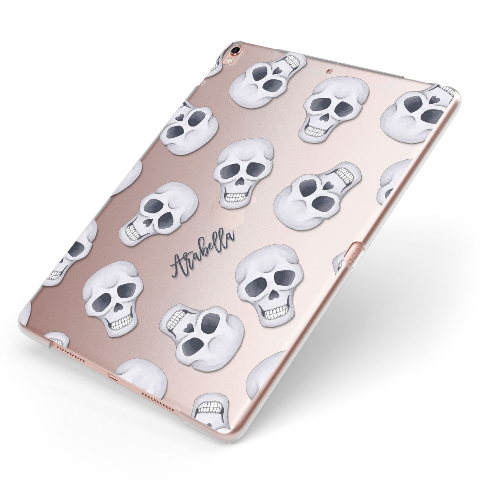Halloween Skulls Apple iPad Case on Rose Gold iPad Side View