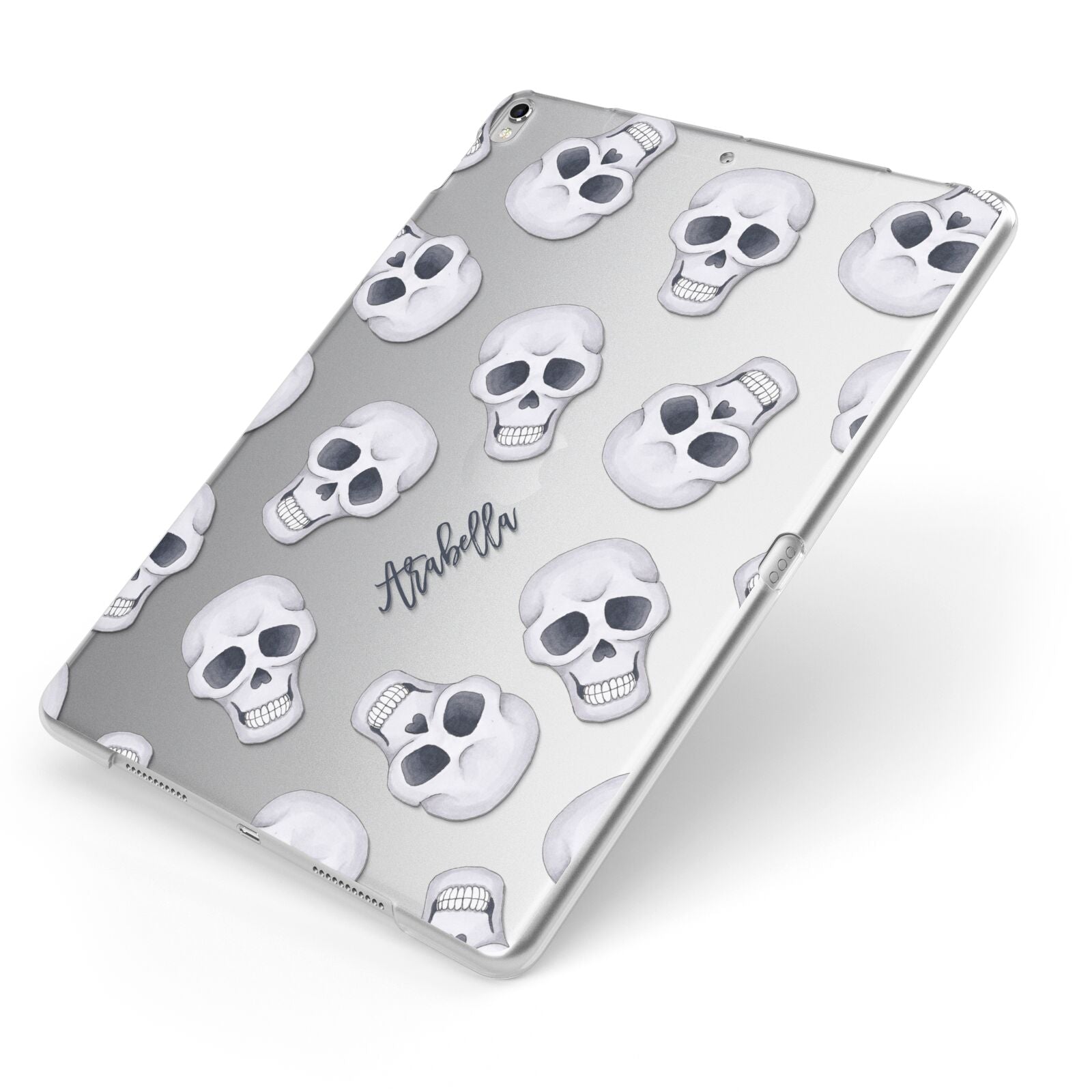 Halloween Skulls Apple iPad Case on Silver iPad Side View