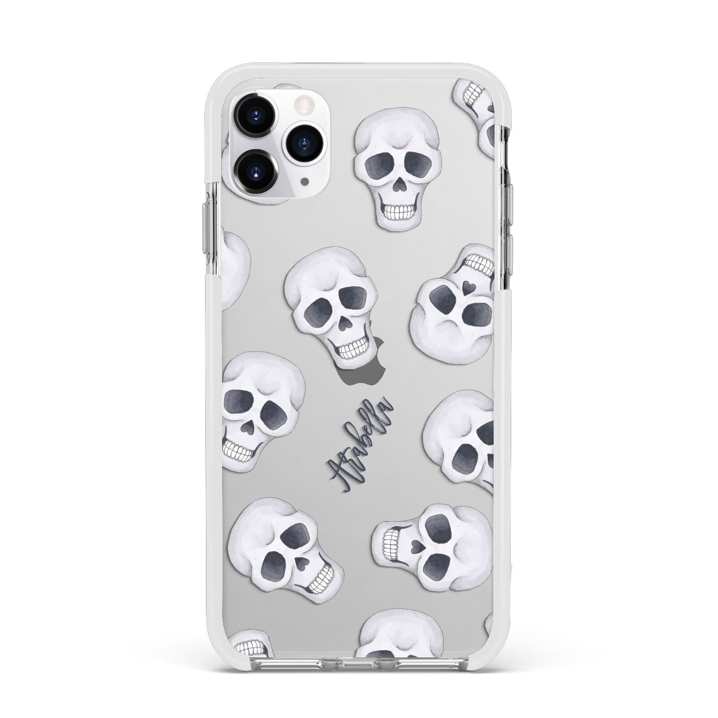 Halloween Skulls Apple iPhone 11 Pro Max in Silver with White Impact Case