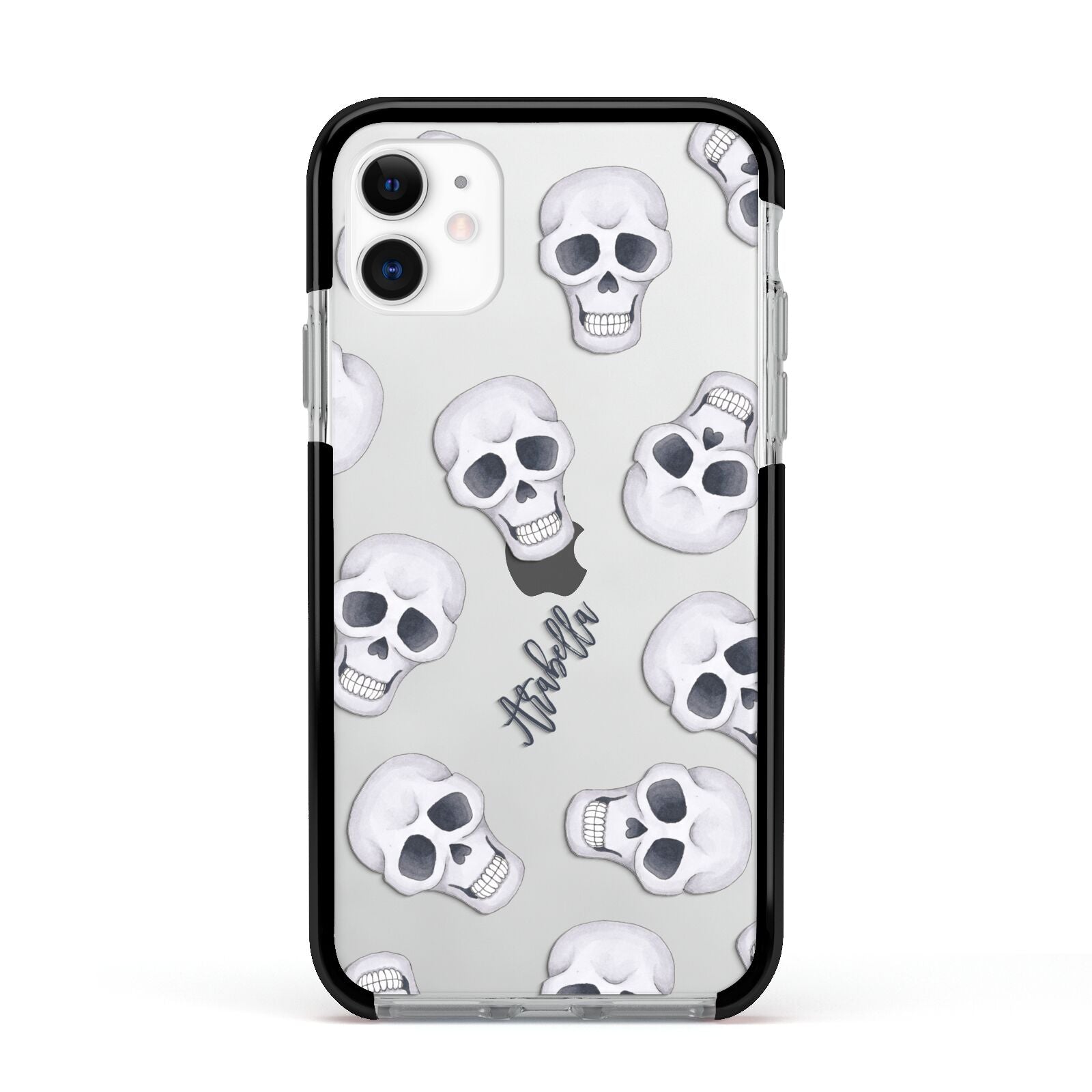 Halloween Skulls Apple iPhone 11 in White with Black Impact Case