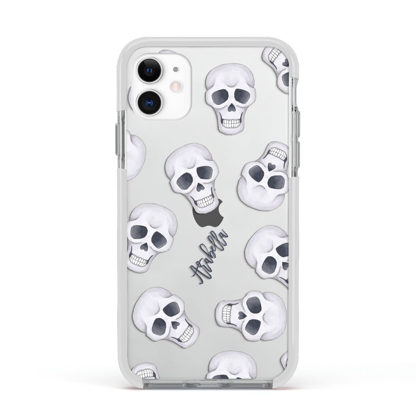 Halloween Skulls Apple iPhone 11 in White with White Impact Case