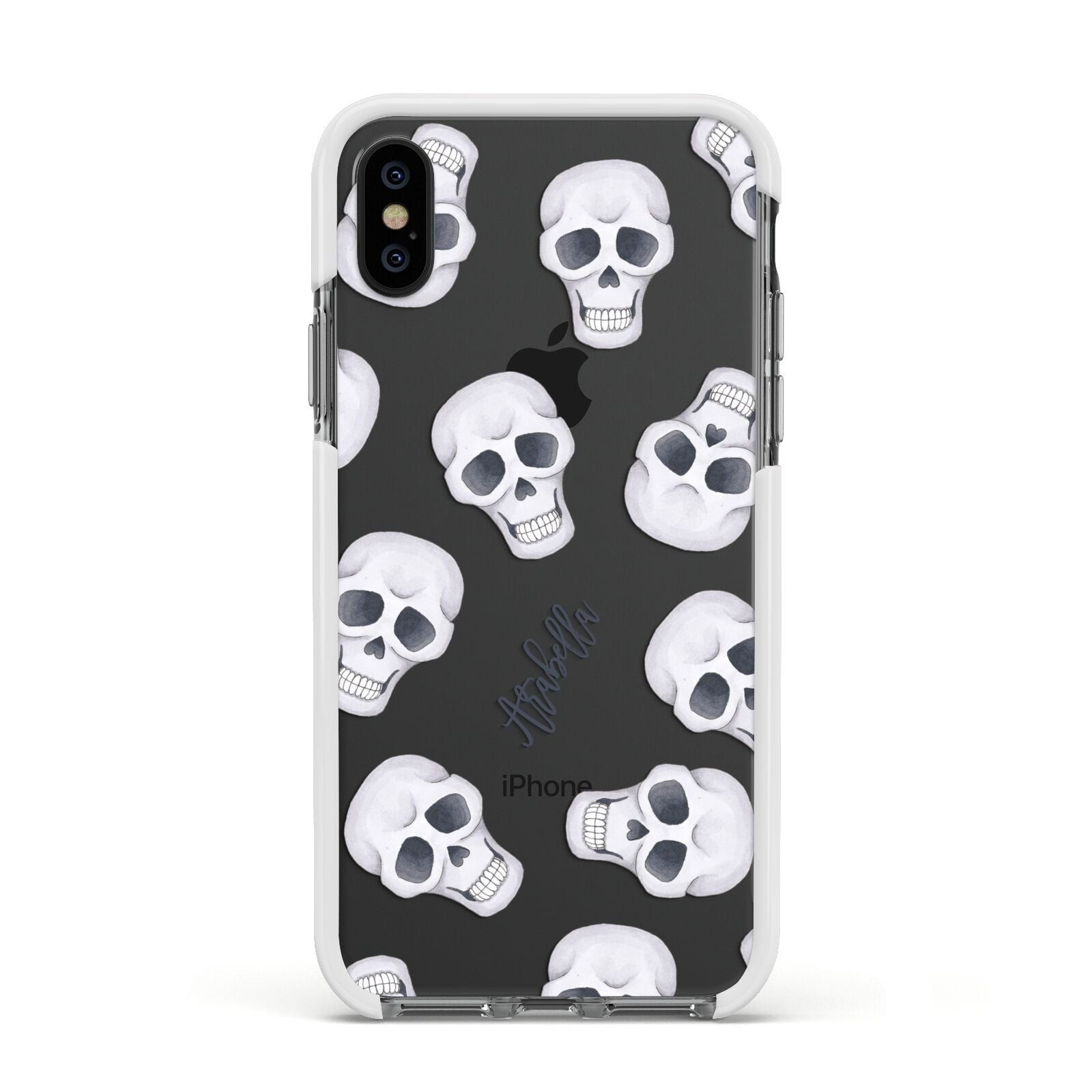 Halloween Skulls Apple iPhone Xs Impact Case White Edge on Black Phone