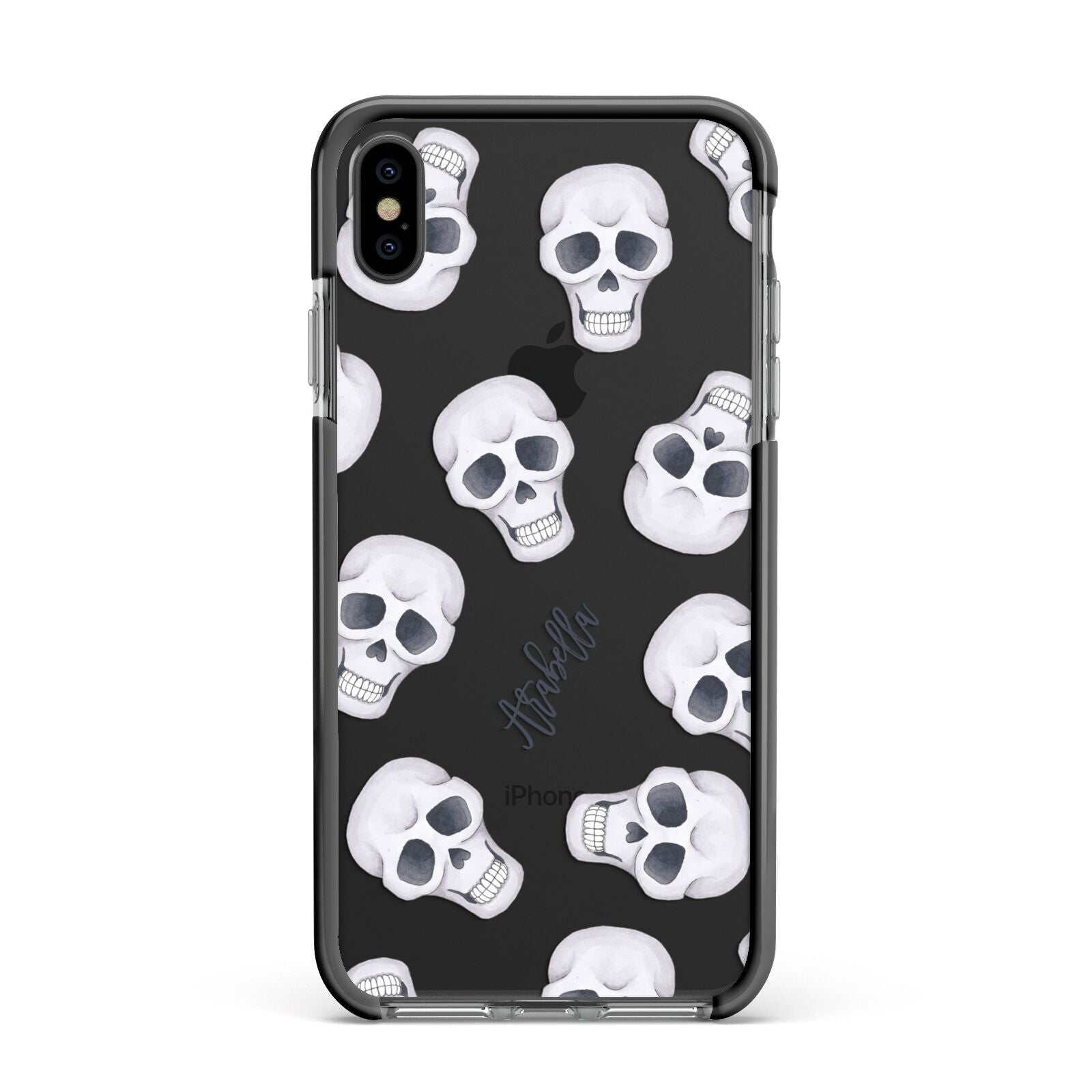 Halloween Skulls Apple iPhone Xs Max Impact Case Black Edge on Black Phone
