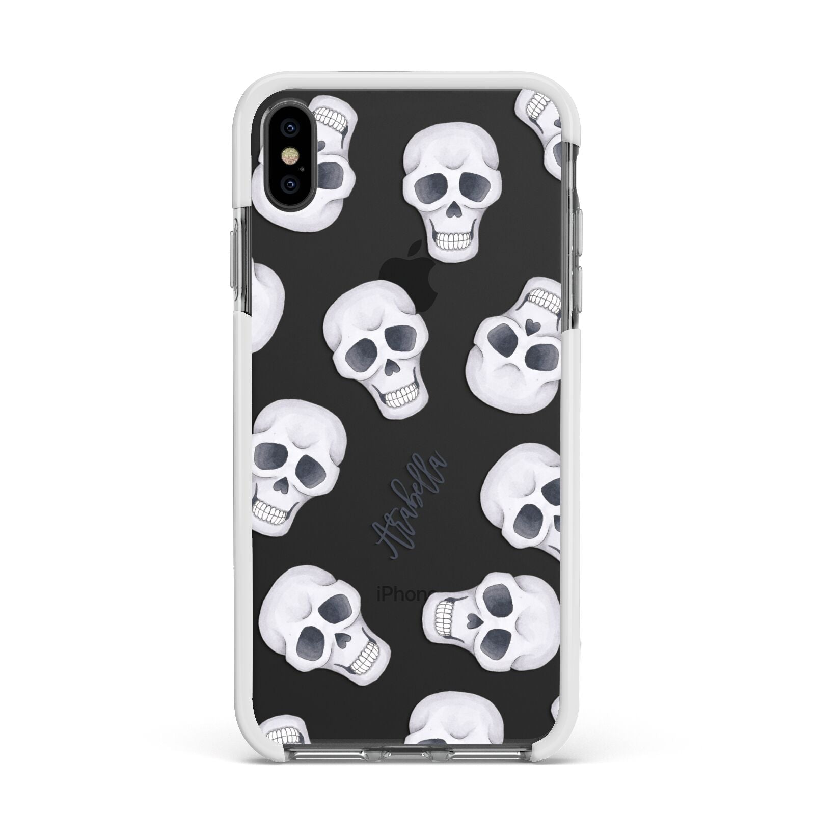 Halloween Skulls Apple iPhone Xs Max Impact Case White Edge on Black Phone