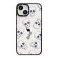 Halloween Skulls iPhone 14 Black Impact Case on Silver phone