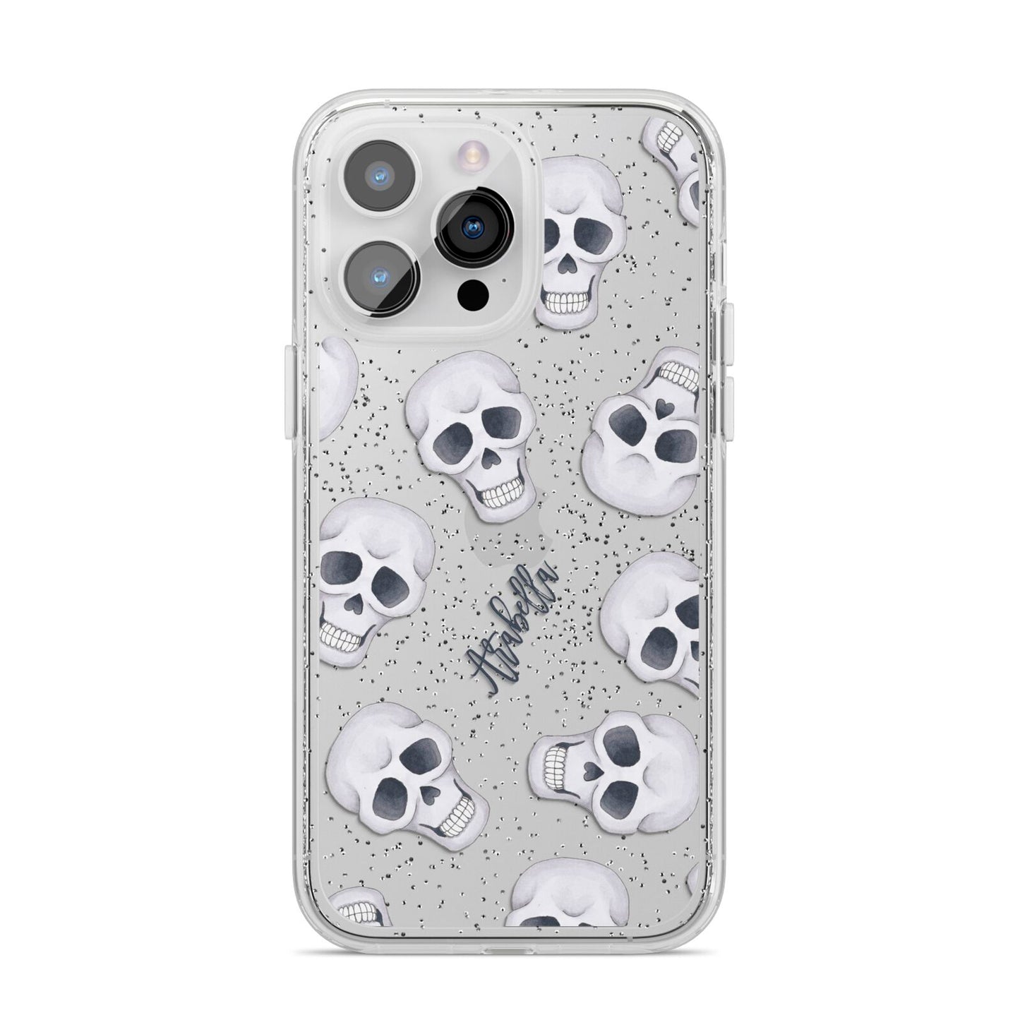 Halloween Skulls iPhone 14 Pro Max Glitter Tough Case Silver
