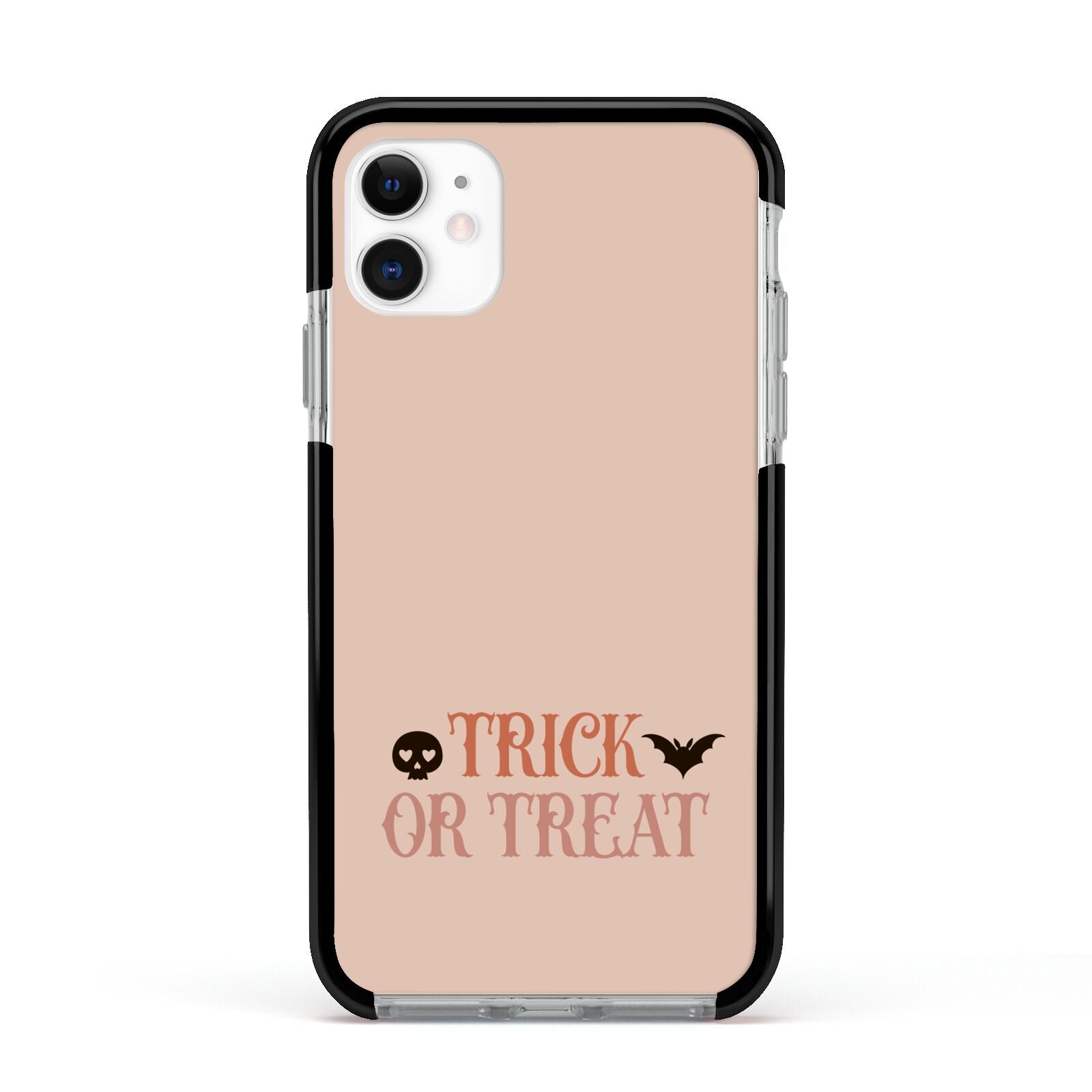 Halloween Trick or Treat Apple iPhone 11 in White with Black Impact Case