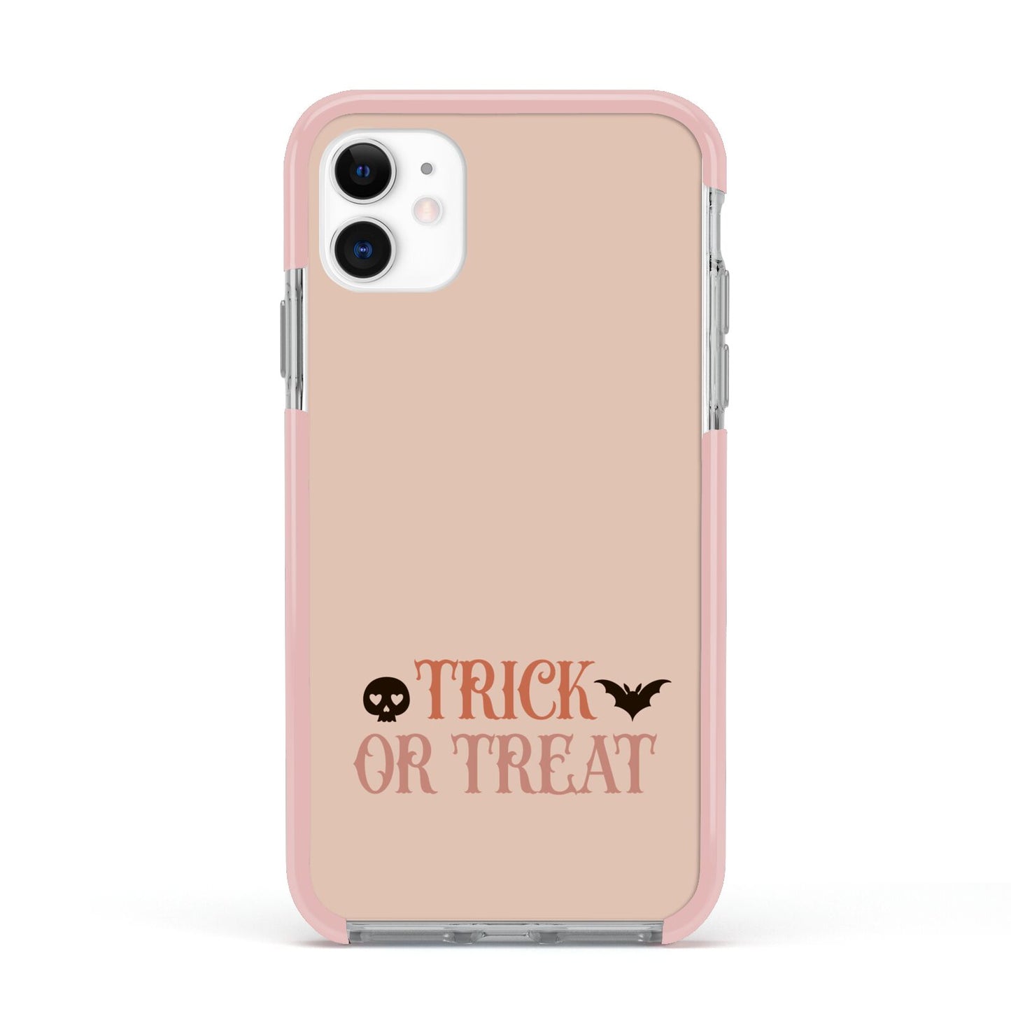 Halloween Trick or Treat Apple iPhone 11 in White with Pink Impact Case