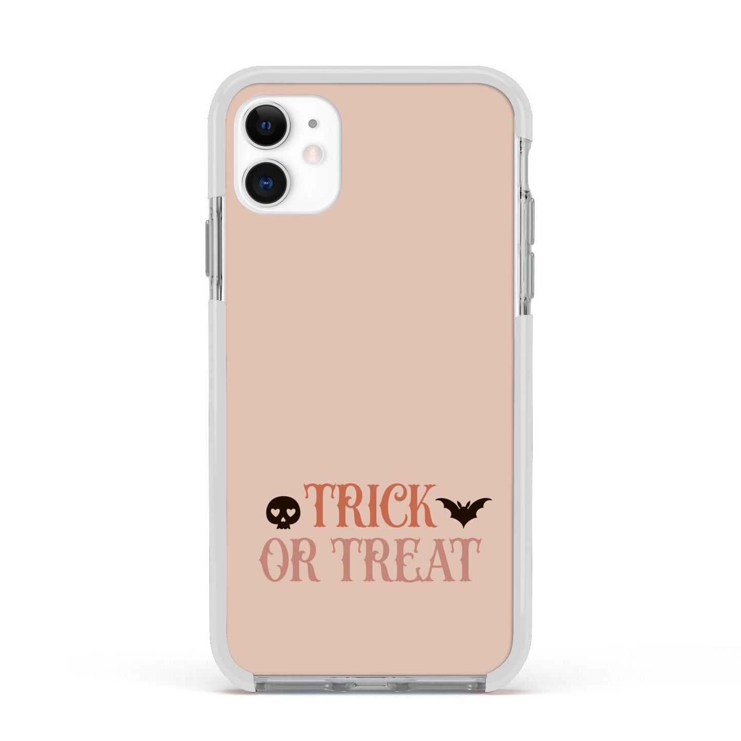 Halloween Trick or Treat Apple iPhone 11 in White with White Impact Case