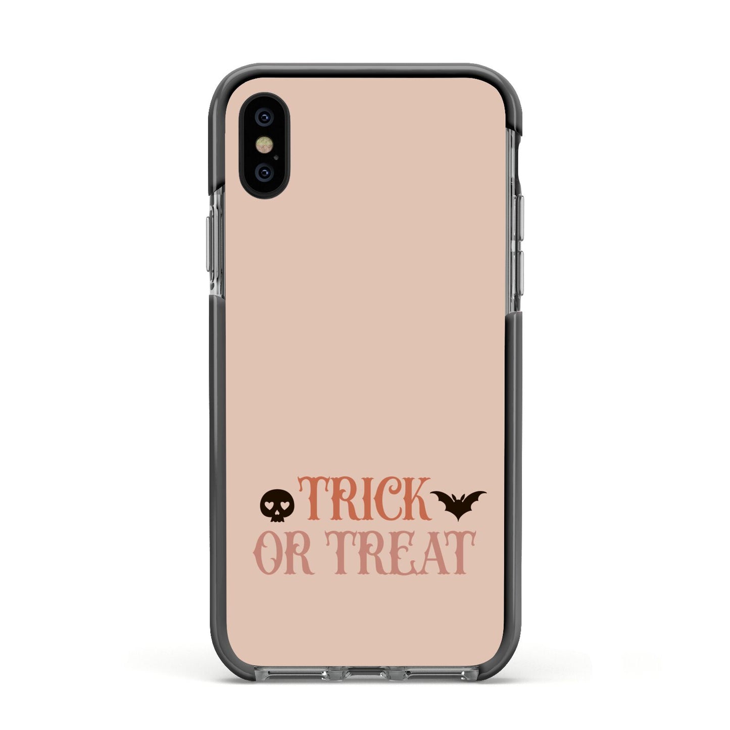 Halloween Trick or Treat Apple iPhone Xs Impact Case Black Edge on Black Phone