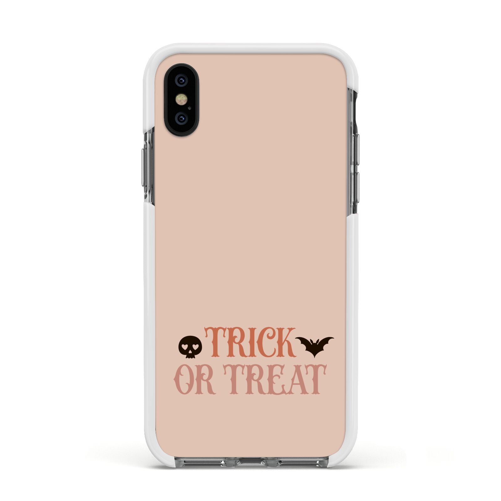 Halloween Trick or Treat Apple iPhone Xs Impact Case White Edge on Black Phone