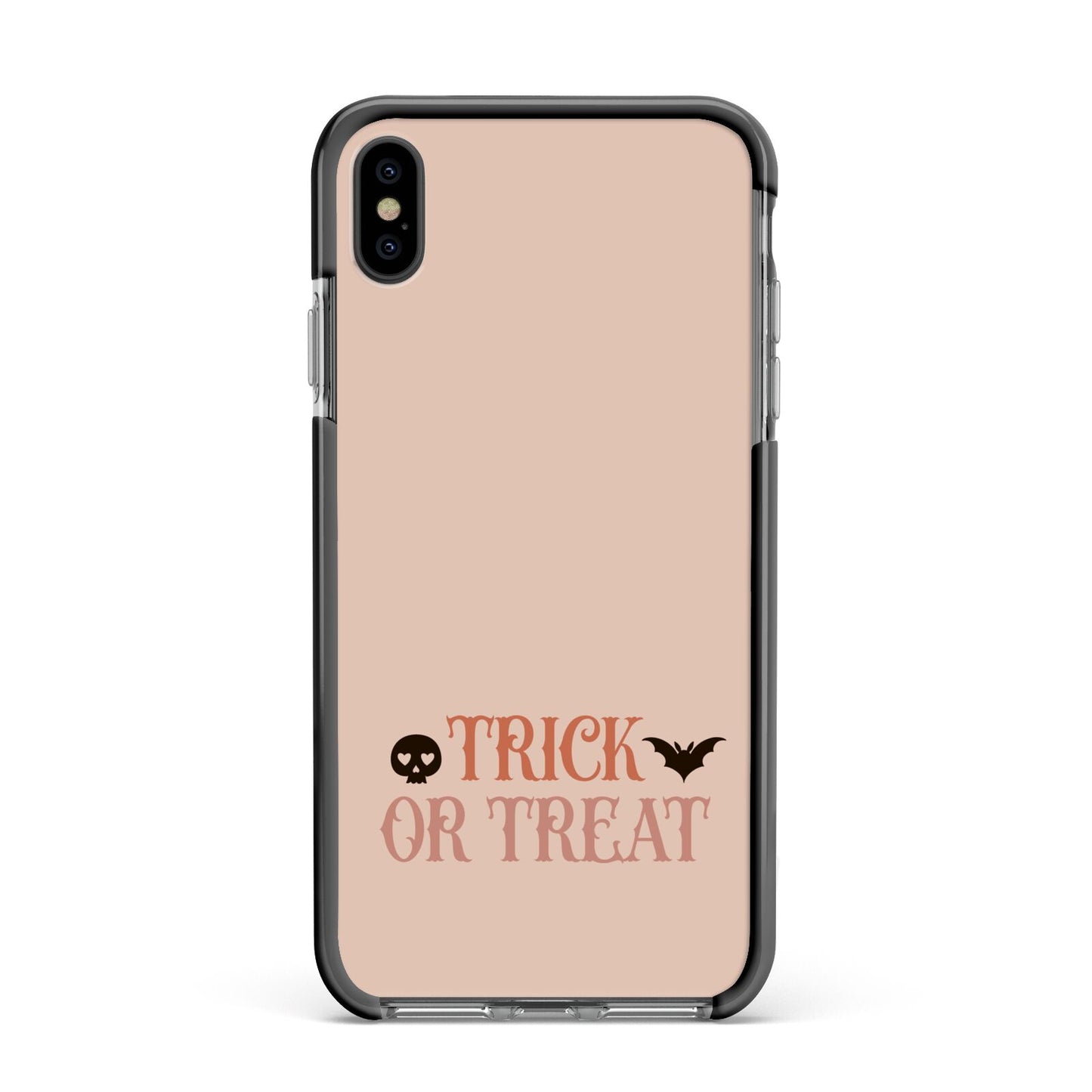Halloween Trick or Treat Apple iPhone Xs Max Impact Case Black Edge on Black Phone