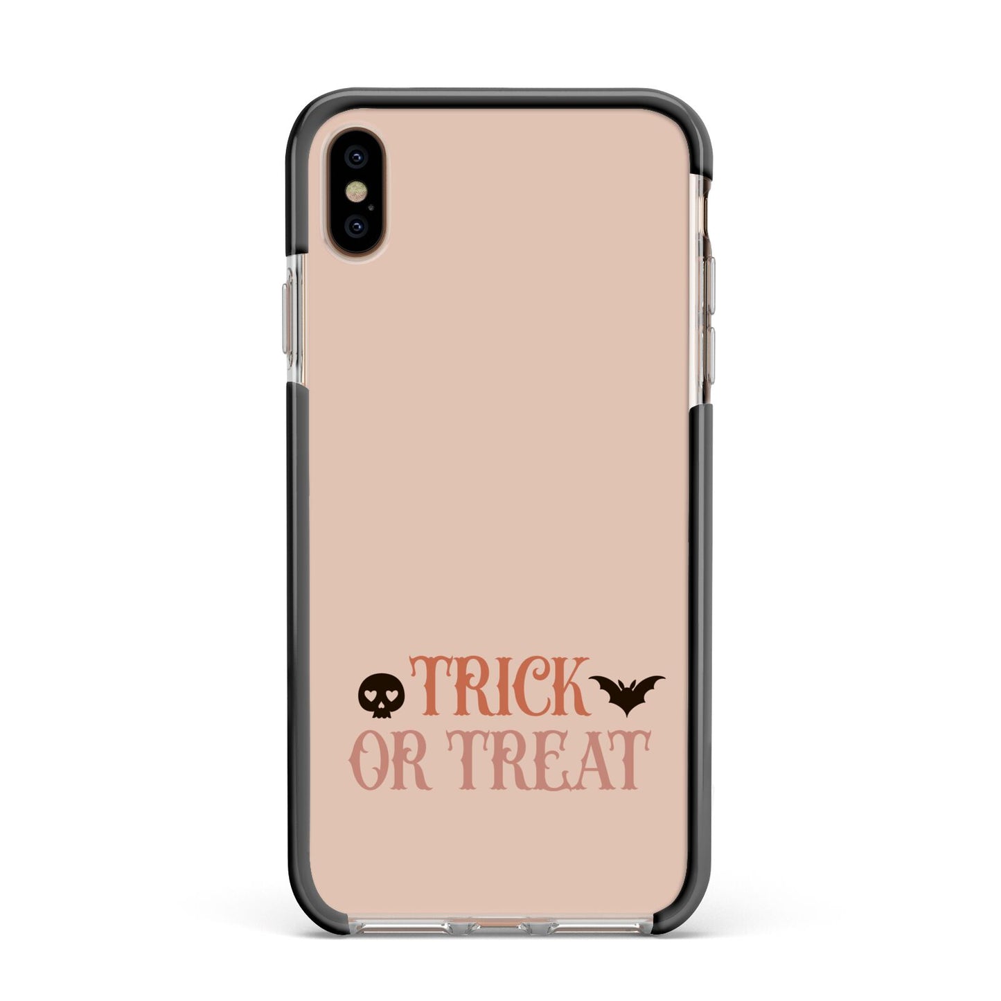Halloween Trick or Treat Apple iPhone Xs Max Impact Case Black Edge on Gold Phone