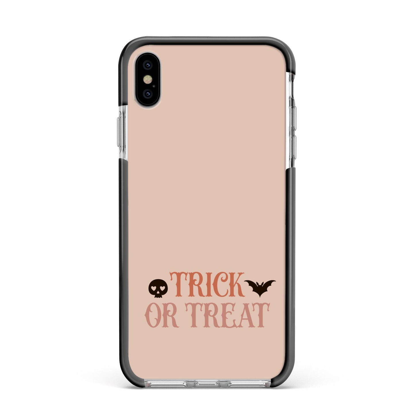 Halloween Trick or Treat Apple iPhone Xs Max Impact Case Black Edge on Silver Phone