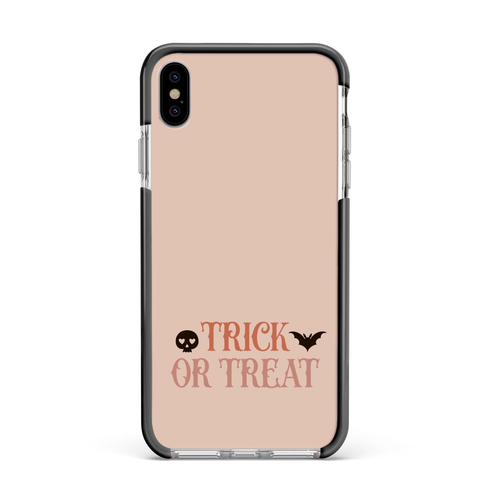 Halloween Trick or Treat Apple iPhone Xs Max Impact Case Black Edge on Silver Phone