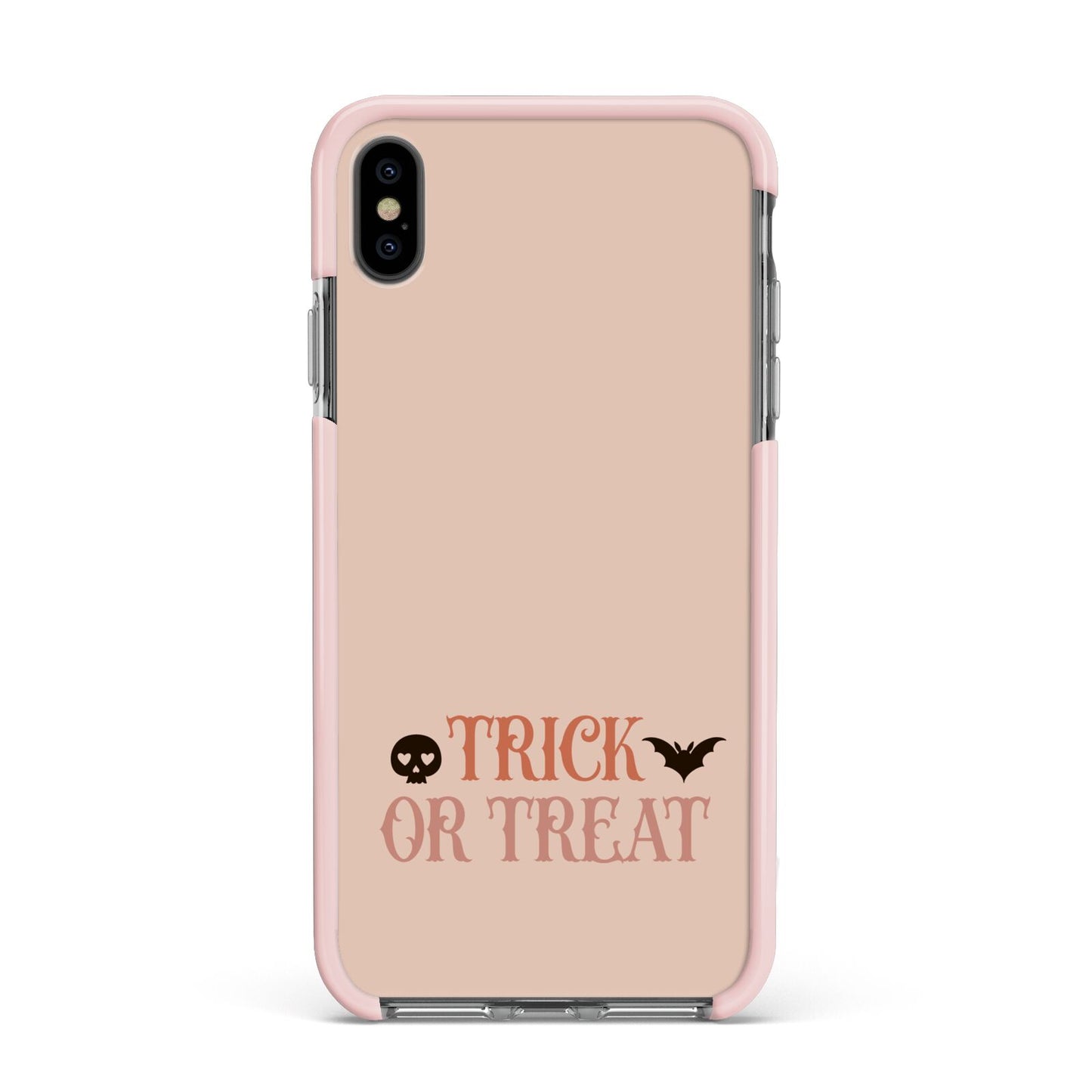 Halloween Trick or Treat Apple iPhone Xs Max Impact Case Pink Edge on Black Phone